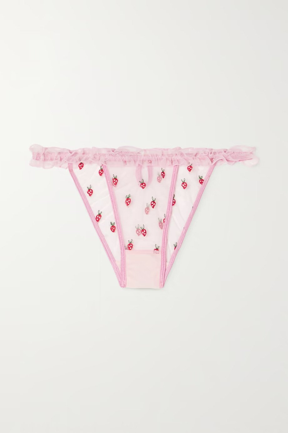 Le Petit Trou + Fraise Ruffled Embroidered Tulle Briefs