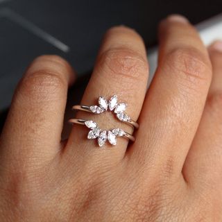 Abhika Jewels + Marquise Diamond Halo Ring Enhancer for Round Engagement Ring