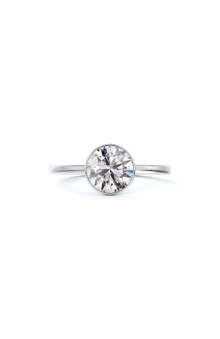 De Beers Forevermark + X Micaela Hidden Halo Bezel Set Diamond Engagement Ring