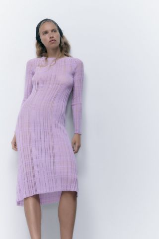 Zara + Semi-Sheer Knit Tunic Dress
