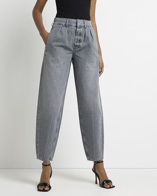 River Island + High Waisted Tapered Jeans