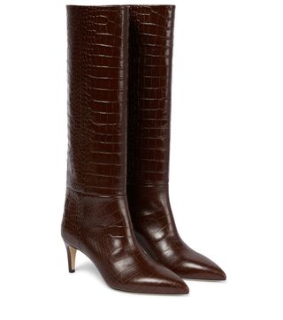 Paris Texas + Croc-Effect Leather Knee Boots