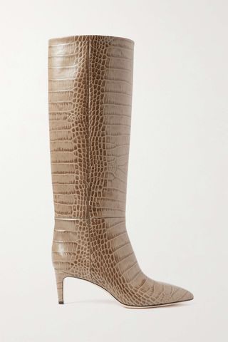 Paris Texas + Stiletto Croc-Effect Leather Knee Boots