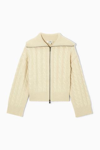 COS + Cable-Knit Wool Zip-Up Jacket