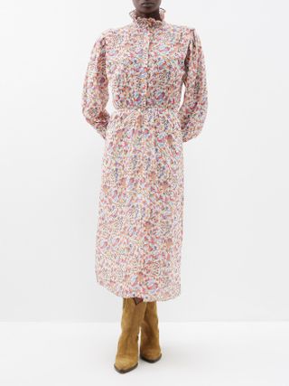 Marant Etoile + Galoa Floral-Print Cotton-Voile Midi Dress