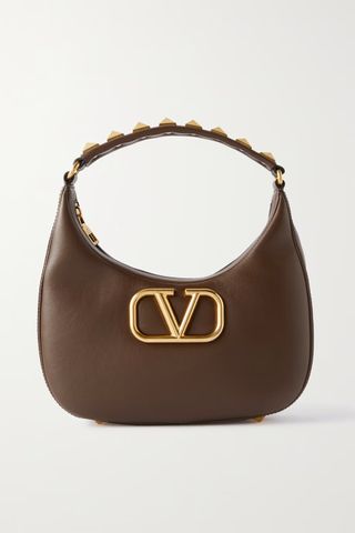 Valentino + Garavani Stud Sign Embellished Leather Shoulder Bag