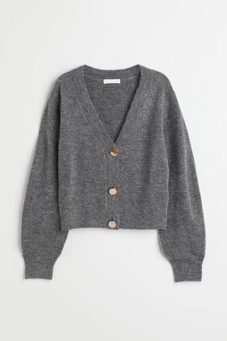 H&M + Rhinestone-Button Knit Cardigan
