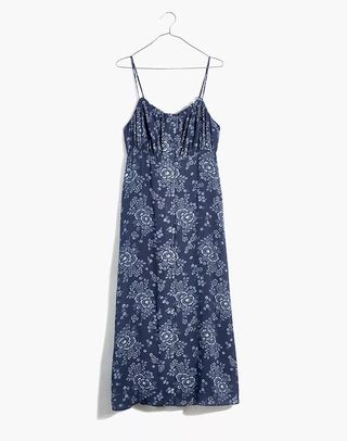 Madewell + Tie-Back Button-Front Midi Dress in Archival Floral