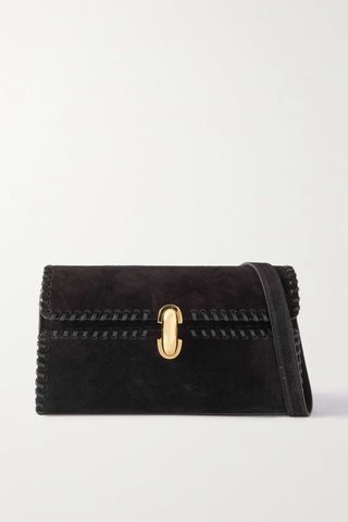 Savette + Symmetry Whipstitched Leather-Trimmed Suede Shoulder Bag