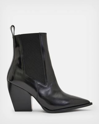 AllSaints + Ria Pointed Leather Heeled Boots