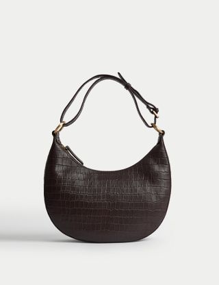 M&S Collection + Leather Croc Effect Shoulder Bag