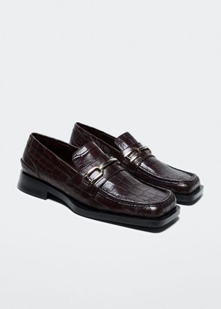 Mango + Square Toe Leather Loafer