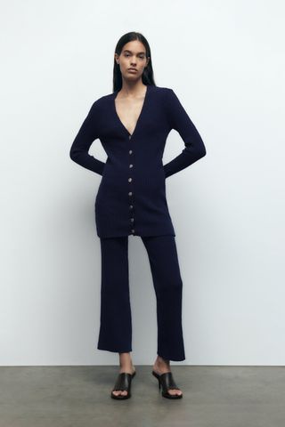 Zara + Rib-Knit Cardigan