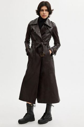 Coach + Double Breasted Leather Trench
