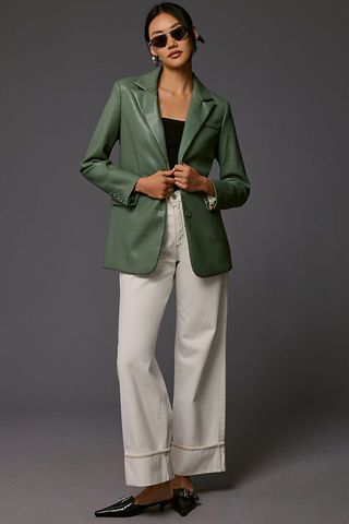 Anthropologie + Dolan Left Coast Faux Leather Boyfriend Blazer