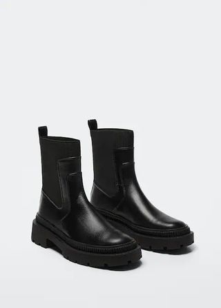 Mango + Track Sole Contrast Ankle Boots