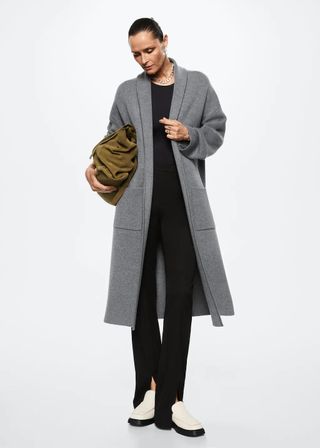 Mango + Oversize Knitted Coat Pockets