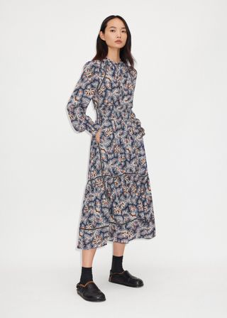 Me+Em + Fall Bloom Print Long Sleeve Midi Dress