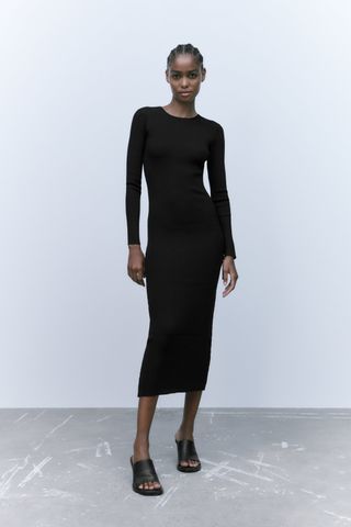 Zara + Ribbed knit dress