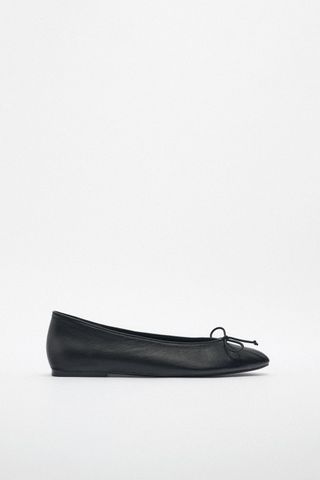 Zara + Bow trim leather ballet flat