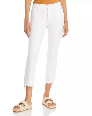 Mother + The Insider High Rise Crop Step Fray Bootcut Jeans