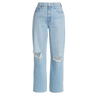 Mother + Fun Dip Puddle Slice High-Rise Distressed Wide Jeans