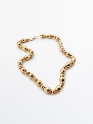 Massimo Dutti + Gold-Plated Bell-Shaped Bead Necklace