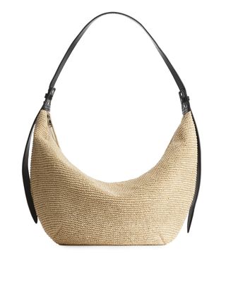 ARKET + Leather Trimmed Straw Bag