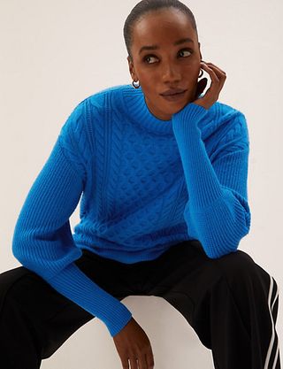 Marks and Spencer + Soft Touch Textured Funnel Neck Jumper