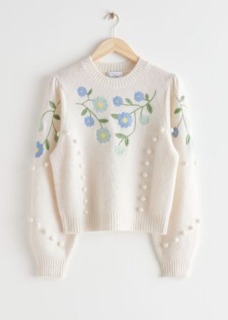 & Other Stories + Floral Embroidery Knit Sweater