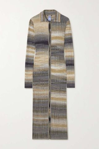 MCQ Alexander McQueen + Long Now Striped Ribbed-Knit Cardigan