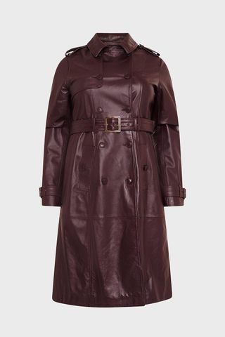 Karen Millen + Plus Size Leather Trench Coat