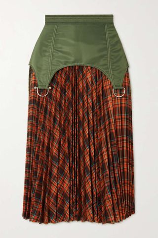 Andersson Bell + Perry Layered Shell, Checked Jacquard-Knit and Satin Midi Skirt