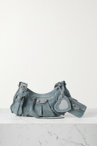 Balenciaga + Le Cagole Small Embellished Denim Shoulder Bag