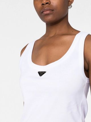 Prada + Logo-Plaque Sleeveless Vest Top