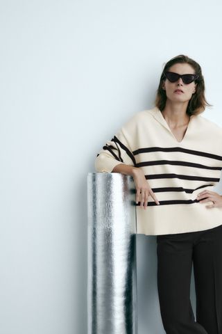 Zara + Striped Knit Sweater