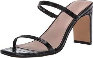 The Drop + Avery Square Toe Two Strap High Heeled Sandal