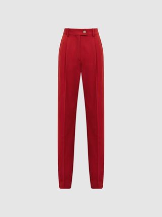 Reiss + Reiss Red Kamila Wool Blend Tapered Trousers