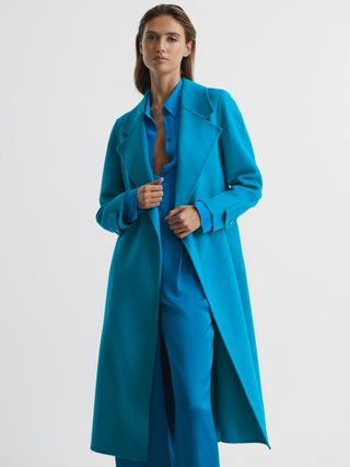 Reiss + Blue Agnes Regular Belted Blindseam Wool Longline Coat