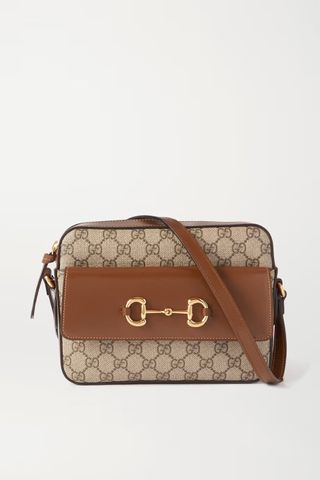Gucci + Horsebit 1955 Small Leather-Trimmed Printed Coated-Canvas Shoulder Bag