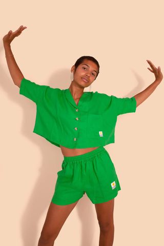 L.F Markey + Maxim Linen Shirt Green