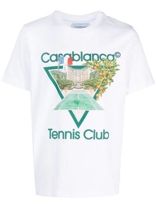 Casablanca Paris + Tennis Club Print T-Shirt
