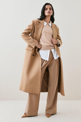 Karen Millen + Italian Virgin Wool Strong Shoulder Anti Fit Coat