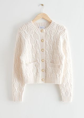 & Other Stories + Cable Knit Wool Cardigan