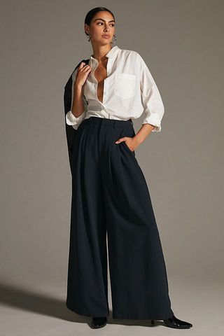 Maeve + Pleated Wide-Leg Trousers