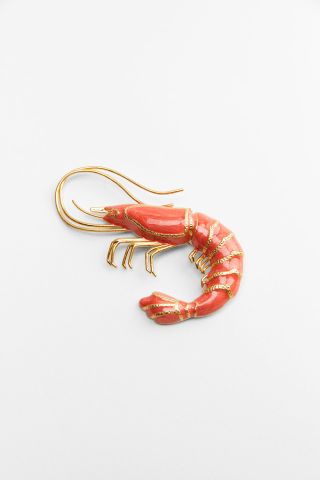 Zara + Enameled Shrimp Brooch