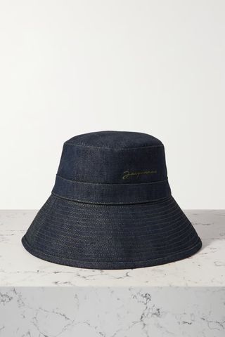 Jacquemus + Le Bob Linu Oversized Embroidered Denim Bucket Hat