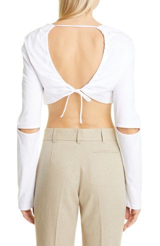 Jacquemus + Le Shirt Piccola Cutout Cotton Crop Top