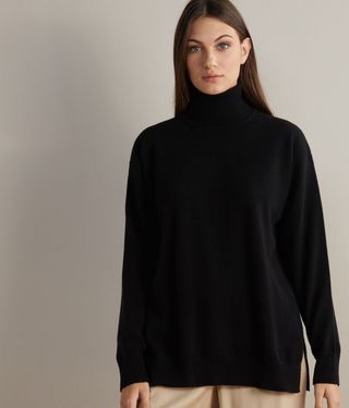 Falconeri + Ultrasoft Cashmere Turtleneck Sweater with Side Slits