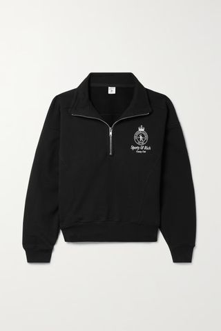 Sporty & Rich + Crown Printed Cotton-Jersey Sweatshirt